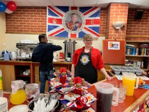 Standing at the counter