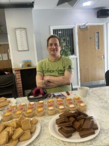 Jethro with his latest batch of cakes cooked for charity